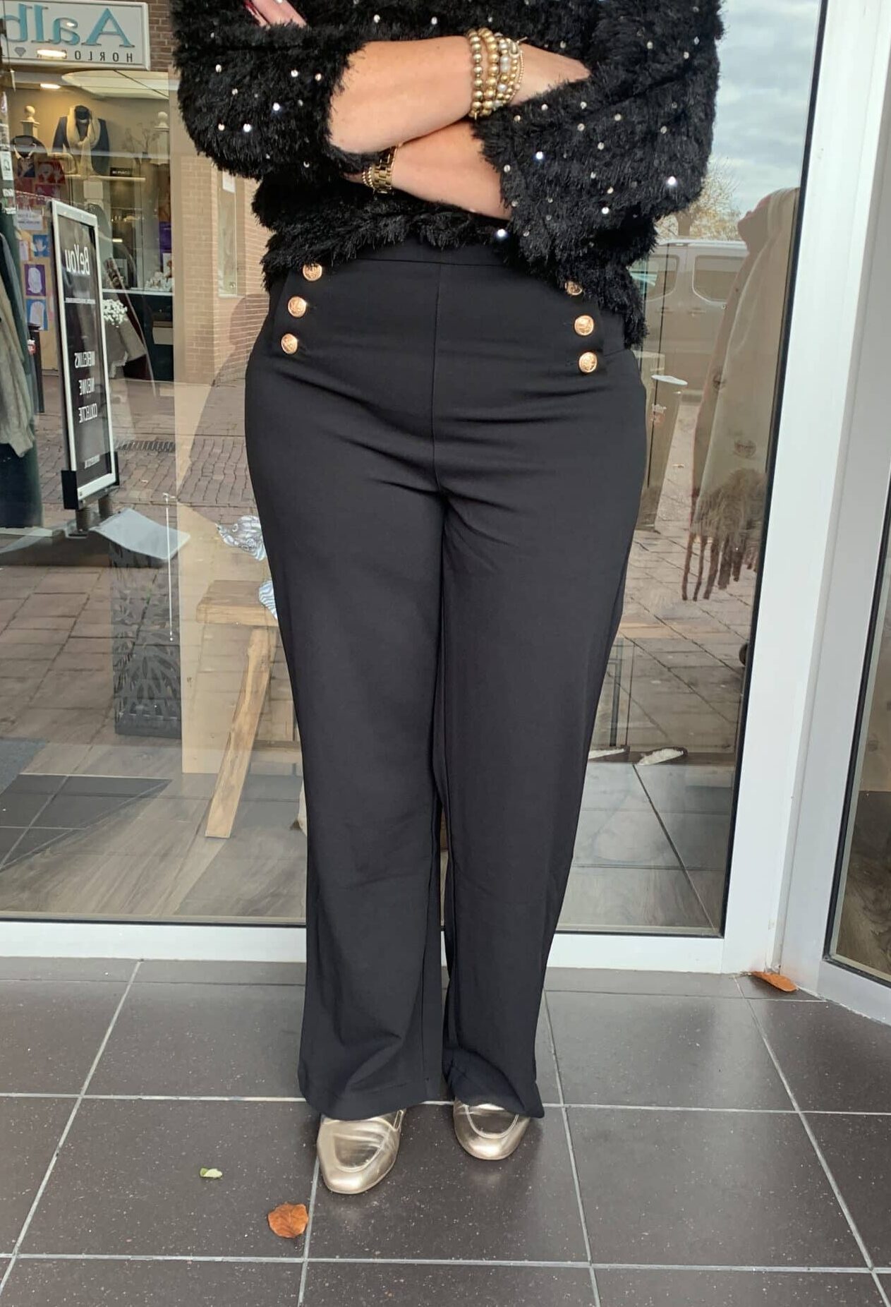 Pantalon Gwen Golden Buttons Black